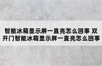 智能冰箱显示屏一直亮怎么回事 双开门智能冰箱显示屏一直亮怎么回事